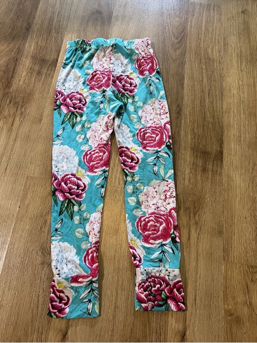 Posh Peanut Teal Floral Pajama Set with Pink Rose Print - Picture 7 of 7